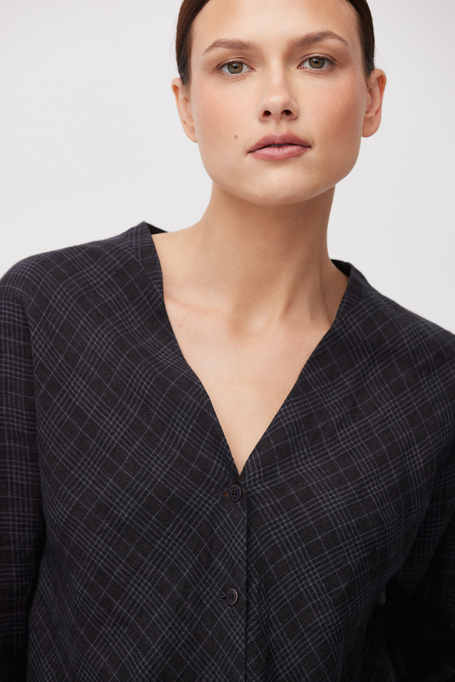 Kariierte Leinenbluse