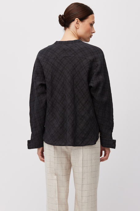 Kariierte Leinenbluse