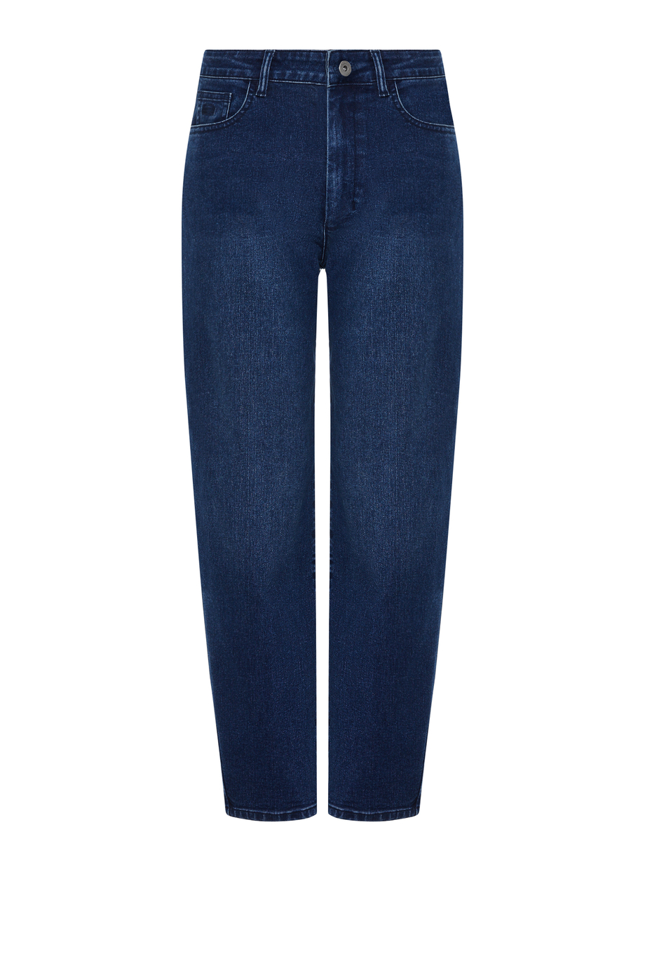 Dunkelblaue Barrel-Jeans mit hohem Bund Dunkelblaue Barrel-Jeans mit hohem Bund