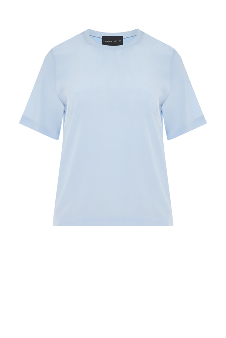 Blaue Brigette-Bluse mit Seide blau Blaue Brigette-Bluse mit Seide blau