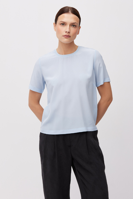 Blaue Brigette-Bluse mit Seide blau
