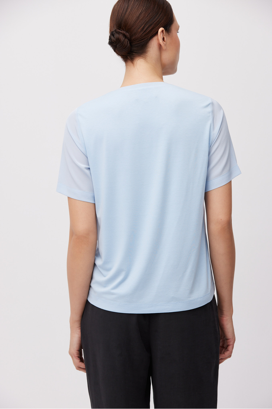 Blaue Brigette-Bluse mit Seide blau Blaue Brigette-Bluse mit Seide blau