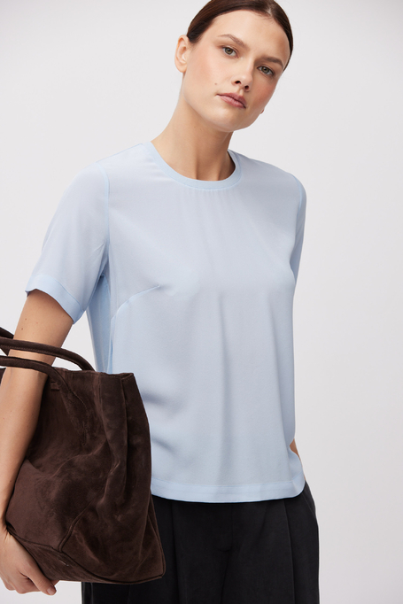 Blaue Brigette-Bluse mit Seide blau