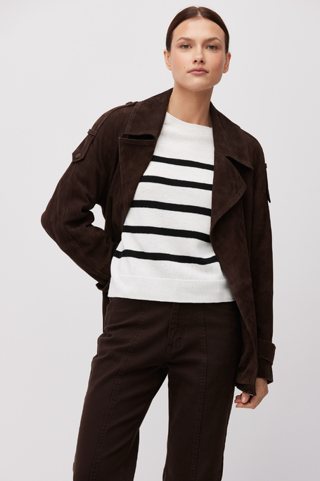 Gestreifter Pullover mit kurzen Ärmeln