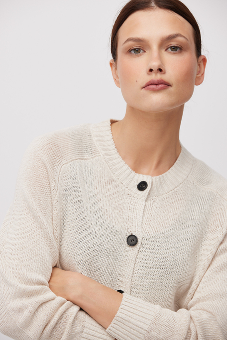 Beiger Cardigan aus Leinen