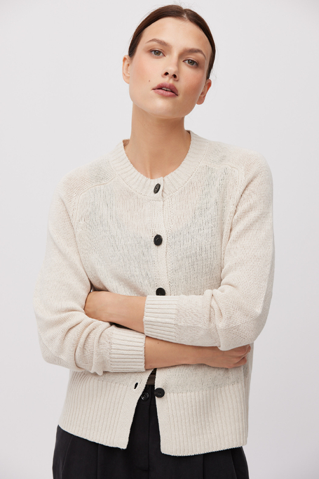 Beiger Cardigan aus Leinen
