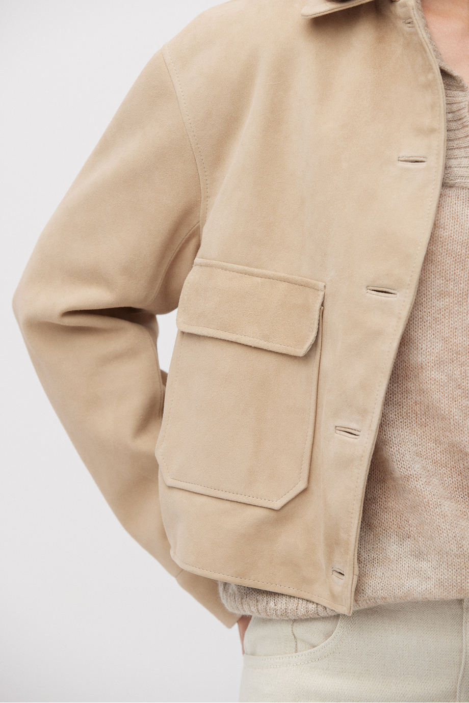Beige Jacke aus Veloursleder Beige Jacke aus Veloursleder