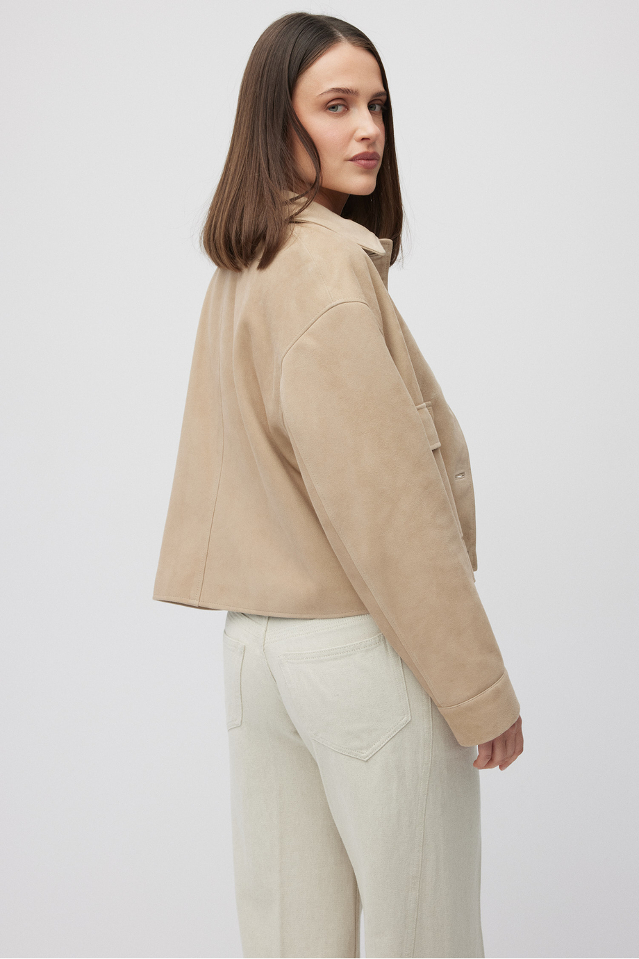 Beige Jacke aus Veloursleder Beige Jacke aus Veloursleder