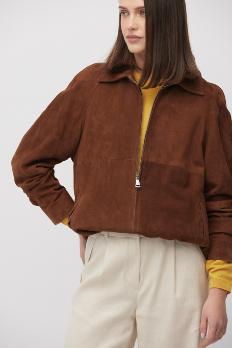 Braune Jacke aus Veloursleder