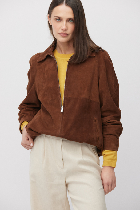 Braune Jacke aus Veloursleder