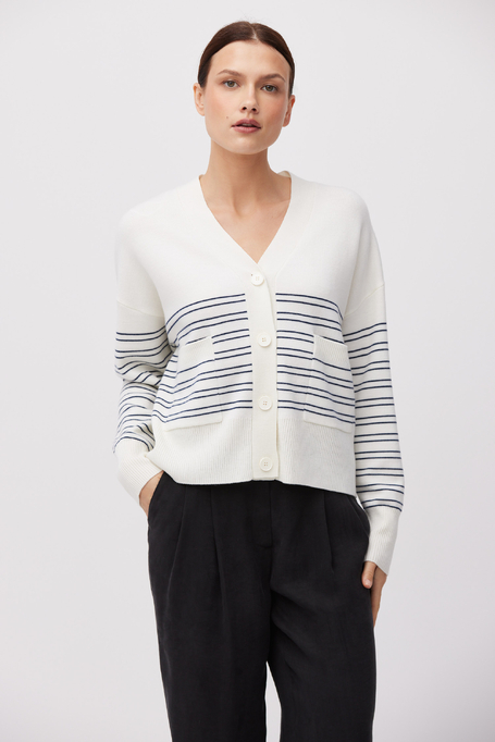 Gestreifter Cardigan aus Merinowolle