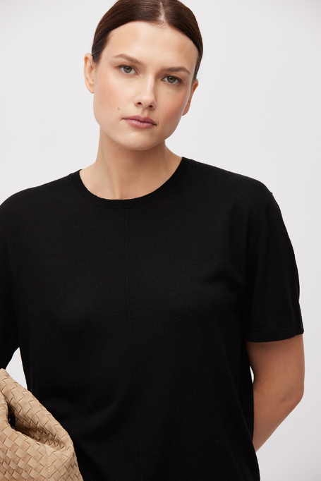 Schwarze Bluse mit Lyocell und Kaschmir