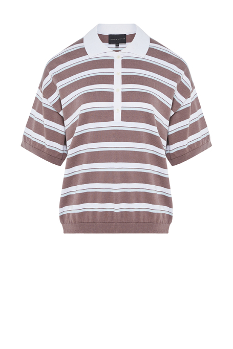 Gestreifte Bluse mit Polokragen Gestreifte Bluse mit Polokragen