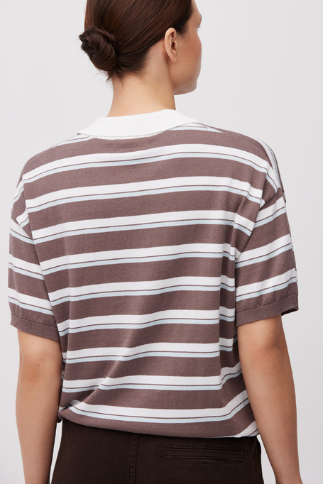 Gestreifte Bluse mit Polokragen Gestreifte Bluse mit Polokragen