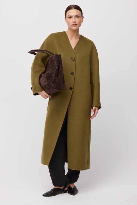 Grüner Doubleface-Mantel mit Seide Grüner Doubleface-Mantel mit Seide