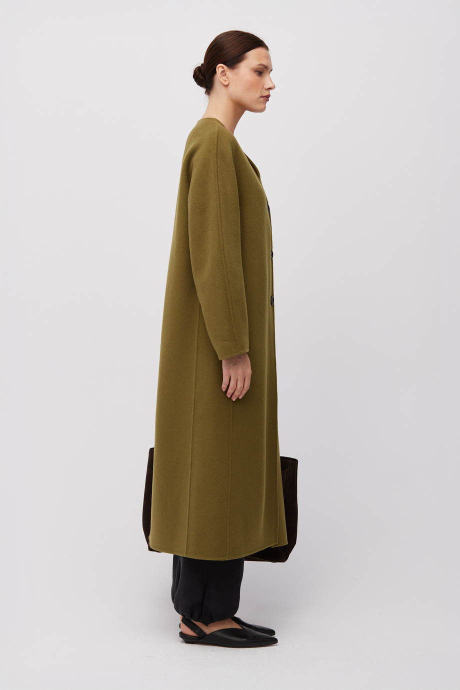 Grüner Doubleface-Mantel mit Seide Grüner Doubleface-Mantel mit Seide