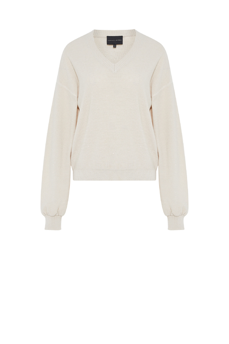 Bluse mit V-Ausschnitt aus Seide und Lyocell