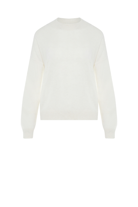 Weißer Pullover mit Baby-Suri-Alpaka weiß Weißer Pullover mit Baby-Suri-Alpaka weiß