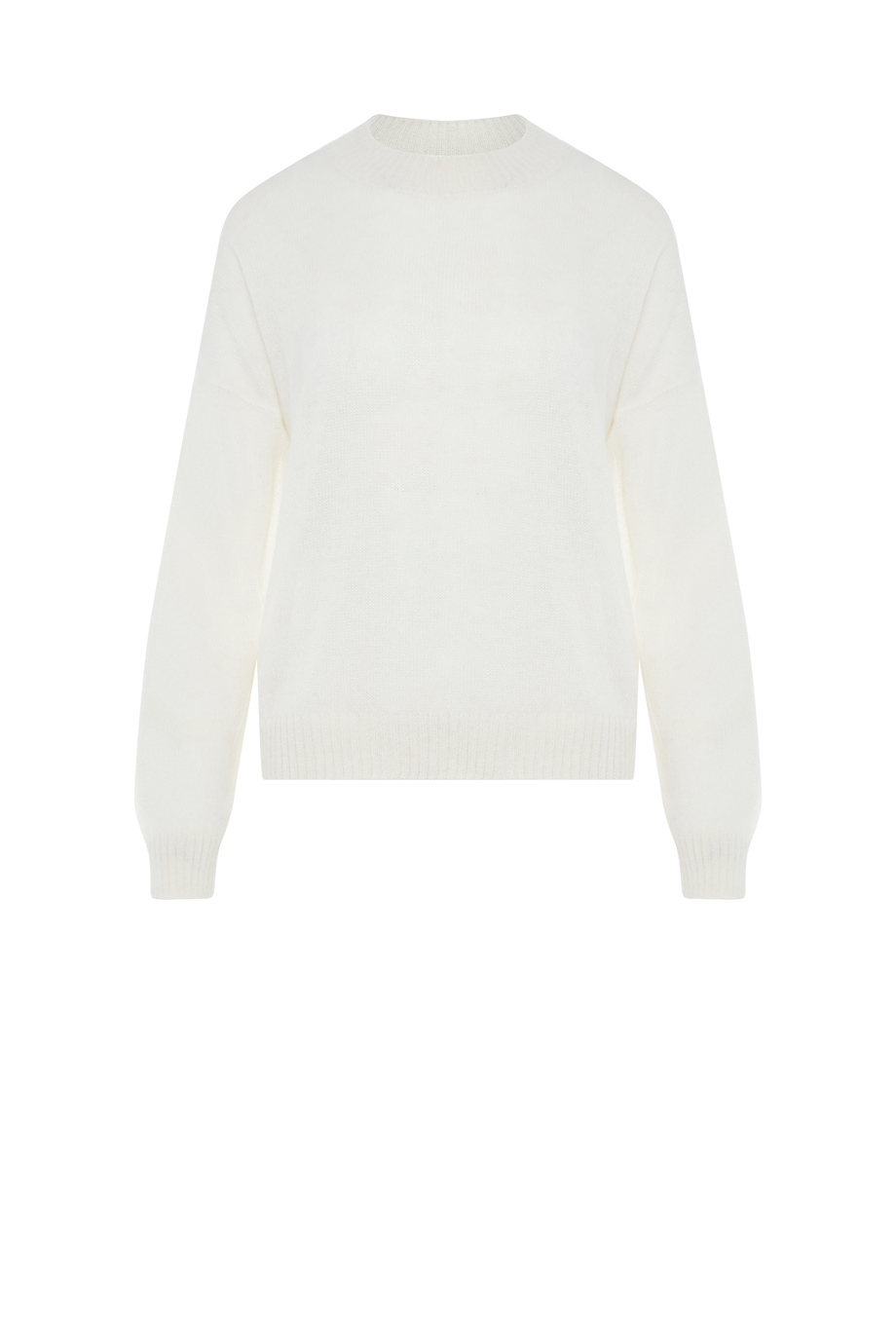 Weißer Pullover mit Baby-Suri-Alpaka weiß Weißer Pullover mit Baby-Suri-Alpaka weiß