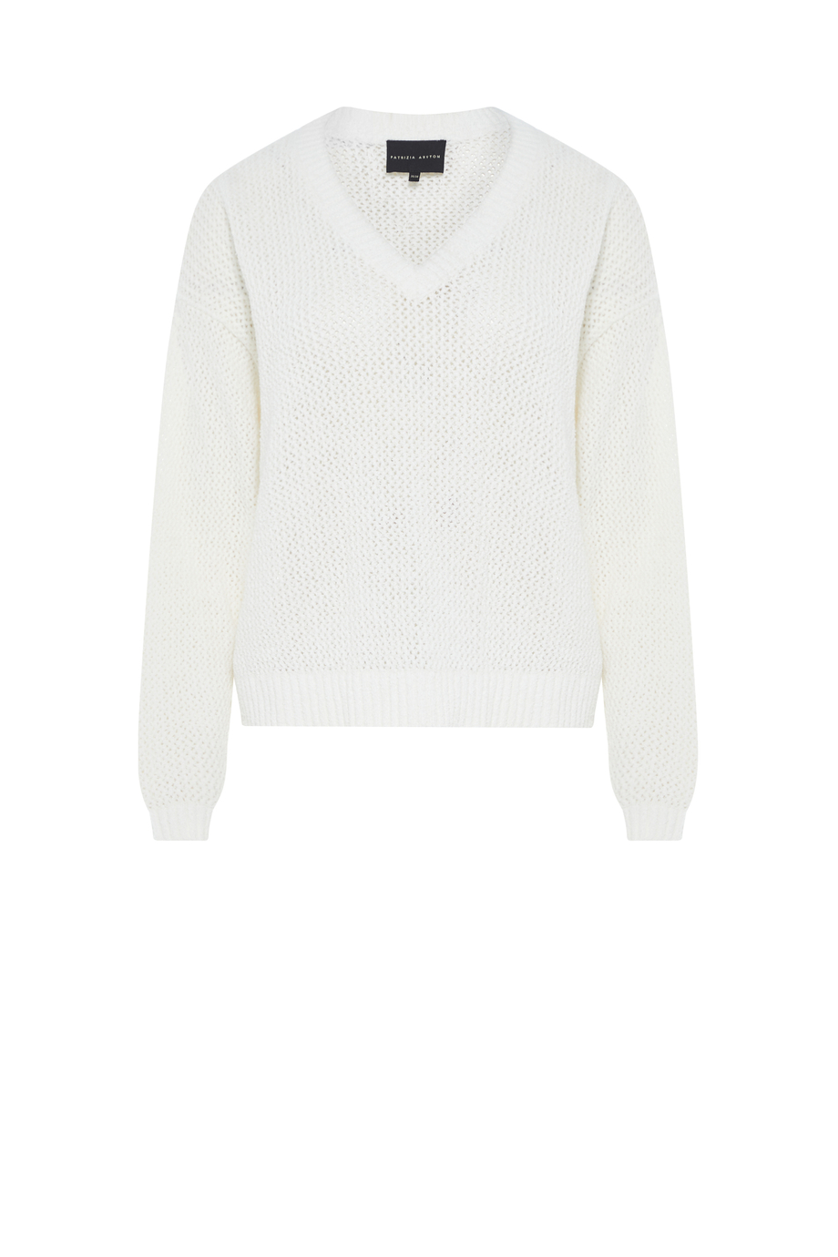 Weißer Ajour-Pullover mit V-Ausschnitt weiß Weißer Ajour-Pullover mit V-Ausschnitt weiß