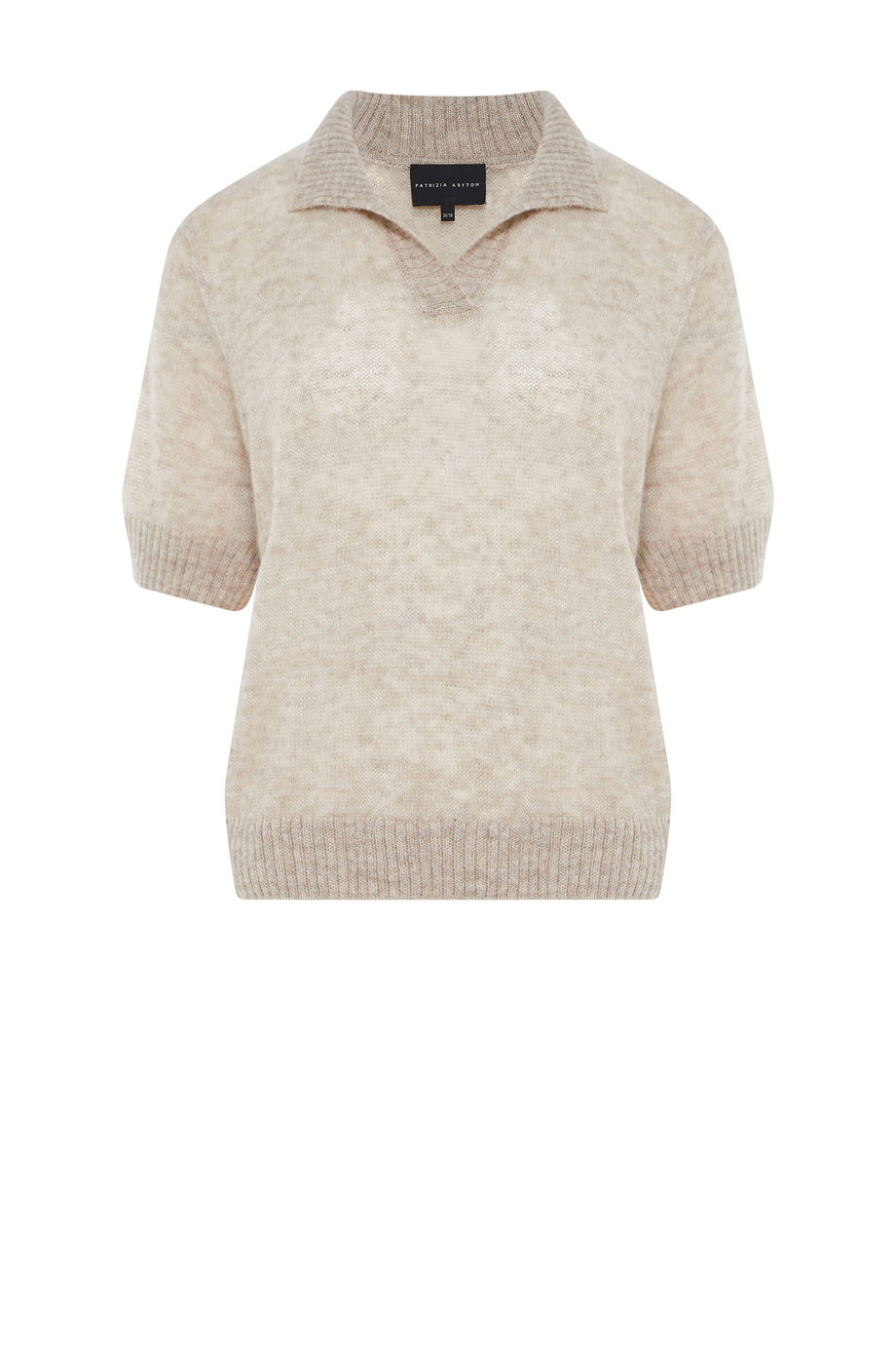 Beiger Polo-Pullover mit Baby-Suri-Alpaka - Patrizia Aryton Beiger Polo-Pullover mit Baby-Suri-Alpaka - Patrizia Aryton