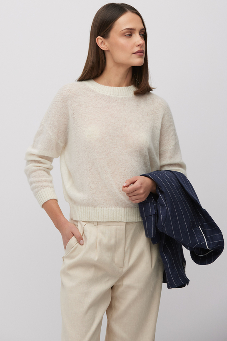 Weißer Pullover mit Baby-Suri-Alpaka weiß