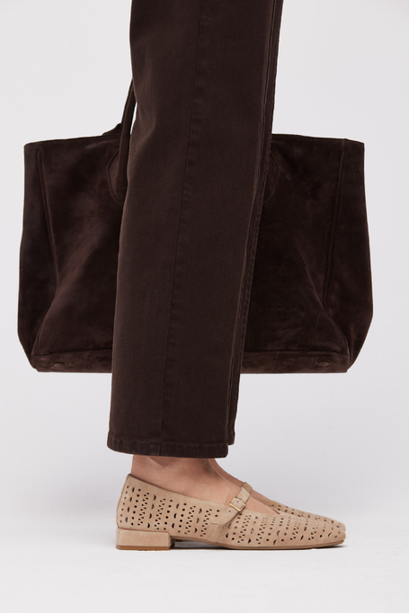 Beige Leder-Ballerinas beige