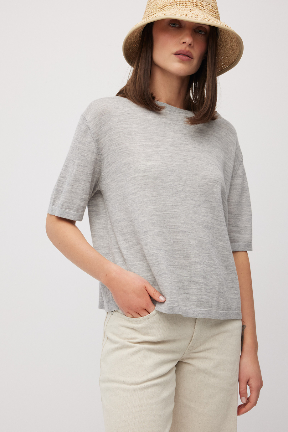 Graue Bluse mit Seide und Kaschmir - Patrizia Aryton Graue Bluse mit Seide und Kaschmir - Patrizia Aryton