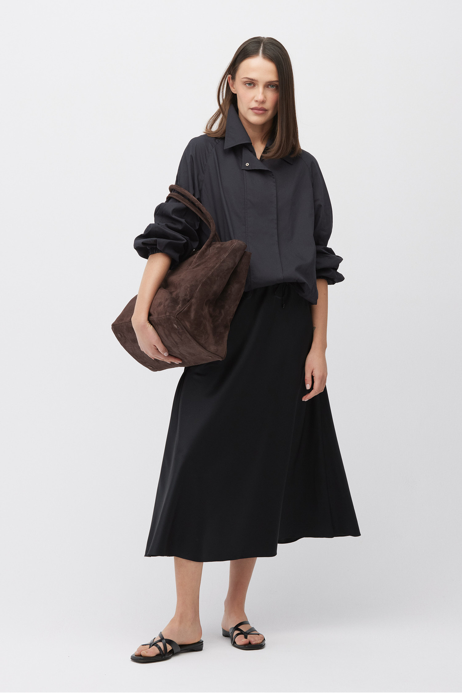 Schwarzer Midi-Rock aus Seide - Patrizia Aryton Schwarzer Midi-Rock aus Seide - Patrizia Aryton