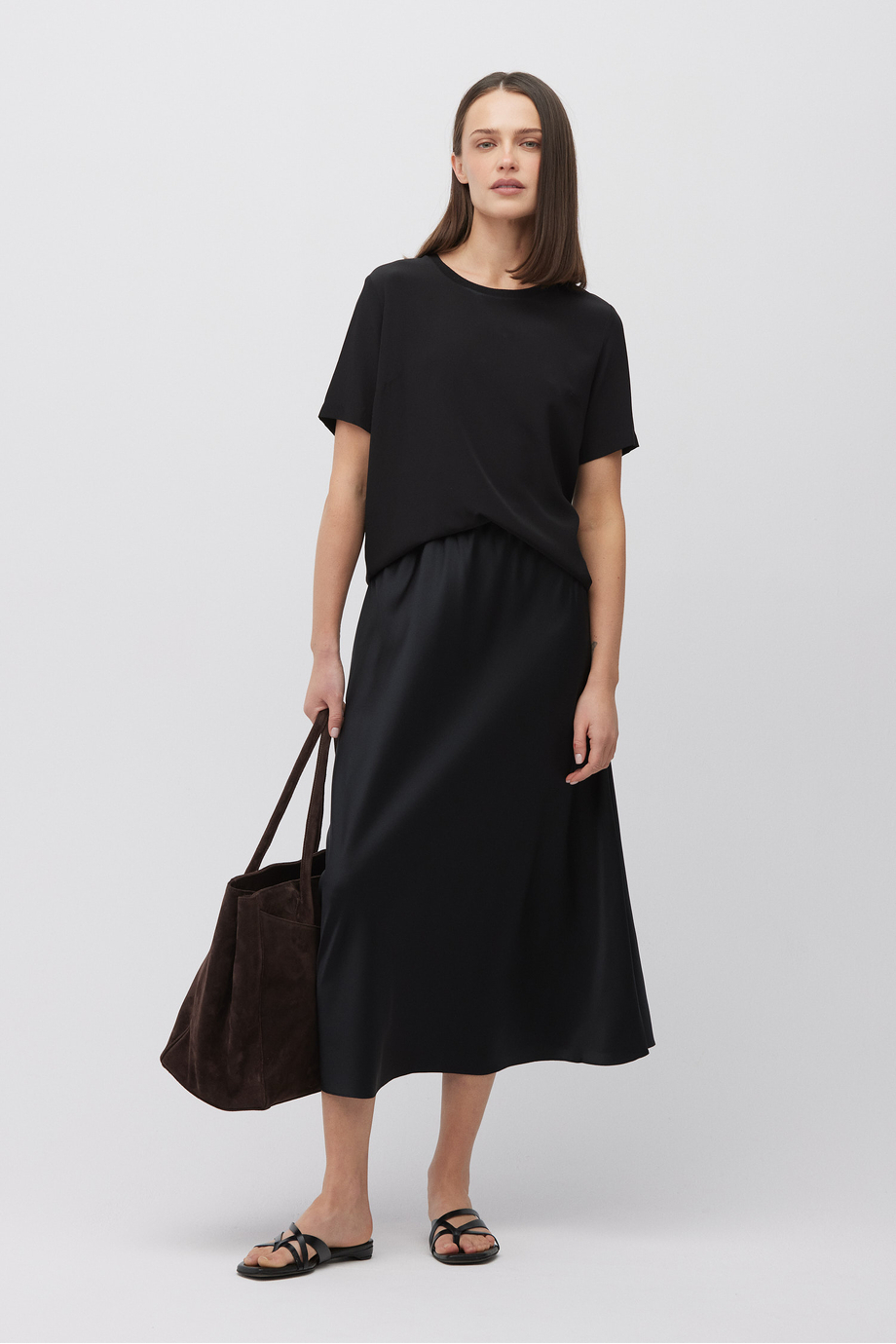 Schwarzer Midi-Rock aus Seide - Patrizia Aryton Schwarzer Midi-Rock aus Seide - Patrizia Aryton