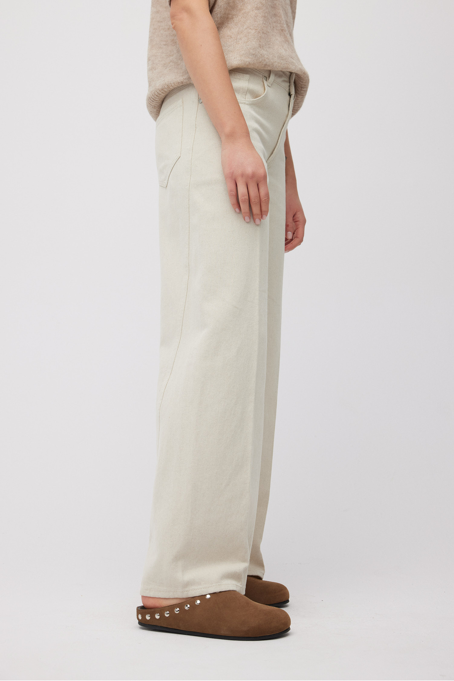 Beige Jeans mit weitem Bein - Patrizia Aryton Beige Jeans mit weitem Bein - Patrizia Aryton