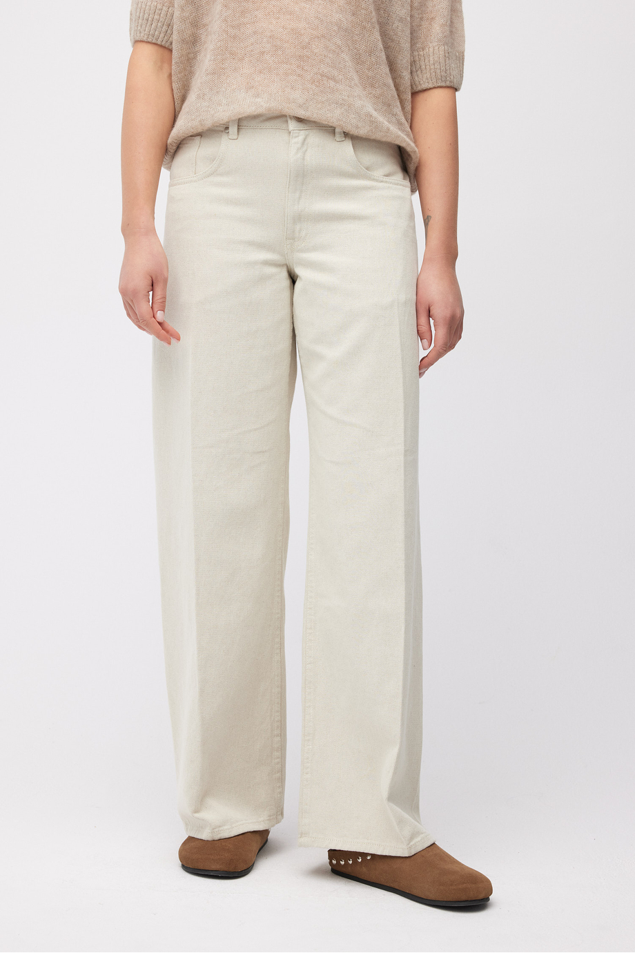 Beige Jeans mit weitem Bein - Patrizia Aryton Beige Jeans mit weitem Bein - Patrizia Aryton