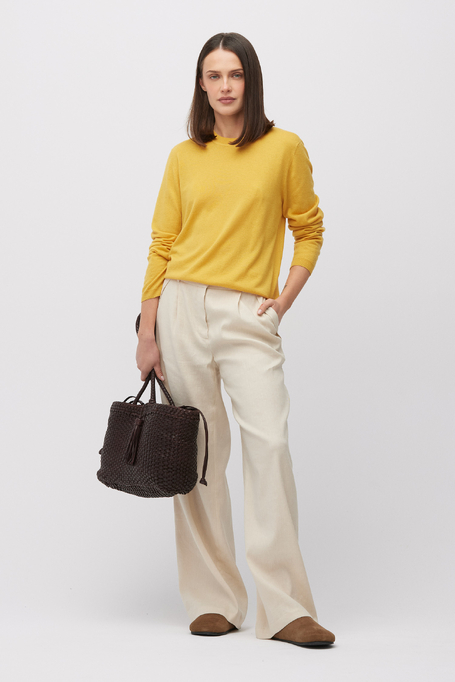 Gelbe Bluse aus Merinowolle mit langem Ärmel - Patrizia Aryton