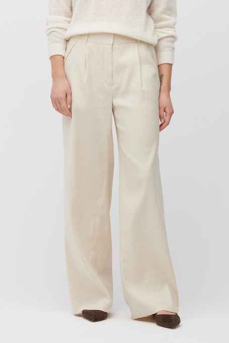 Beige weite Hose mit Leinen - Patrizia Aryton
