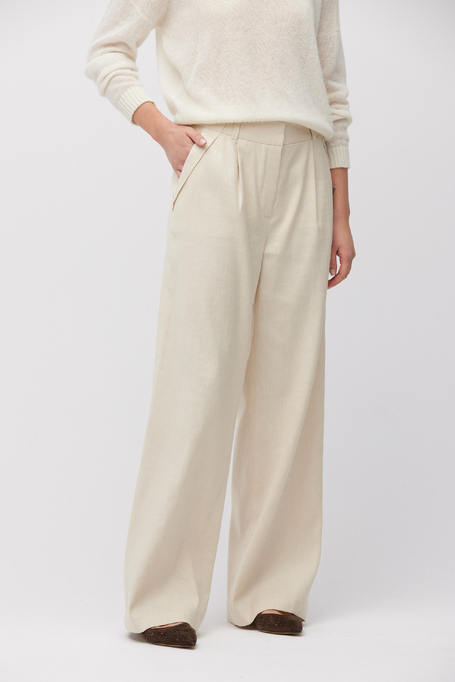 Beige weite Hose mit Leinen - Patrizia Aryton