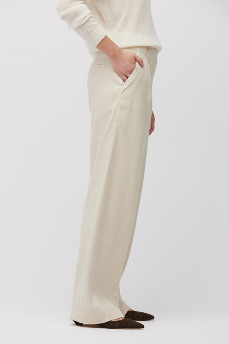 Beige weite Hose mit Leinen - Patrizia Aryton