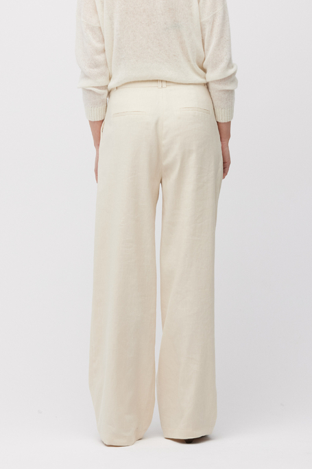 Beige weite Hose mit Leinen - Patrizia Aryton