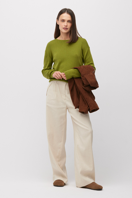 Beige weite Hose mit Leinen - Patrizia Aryton