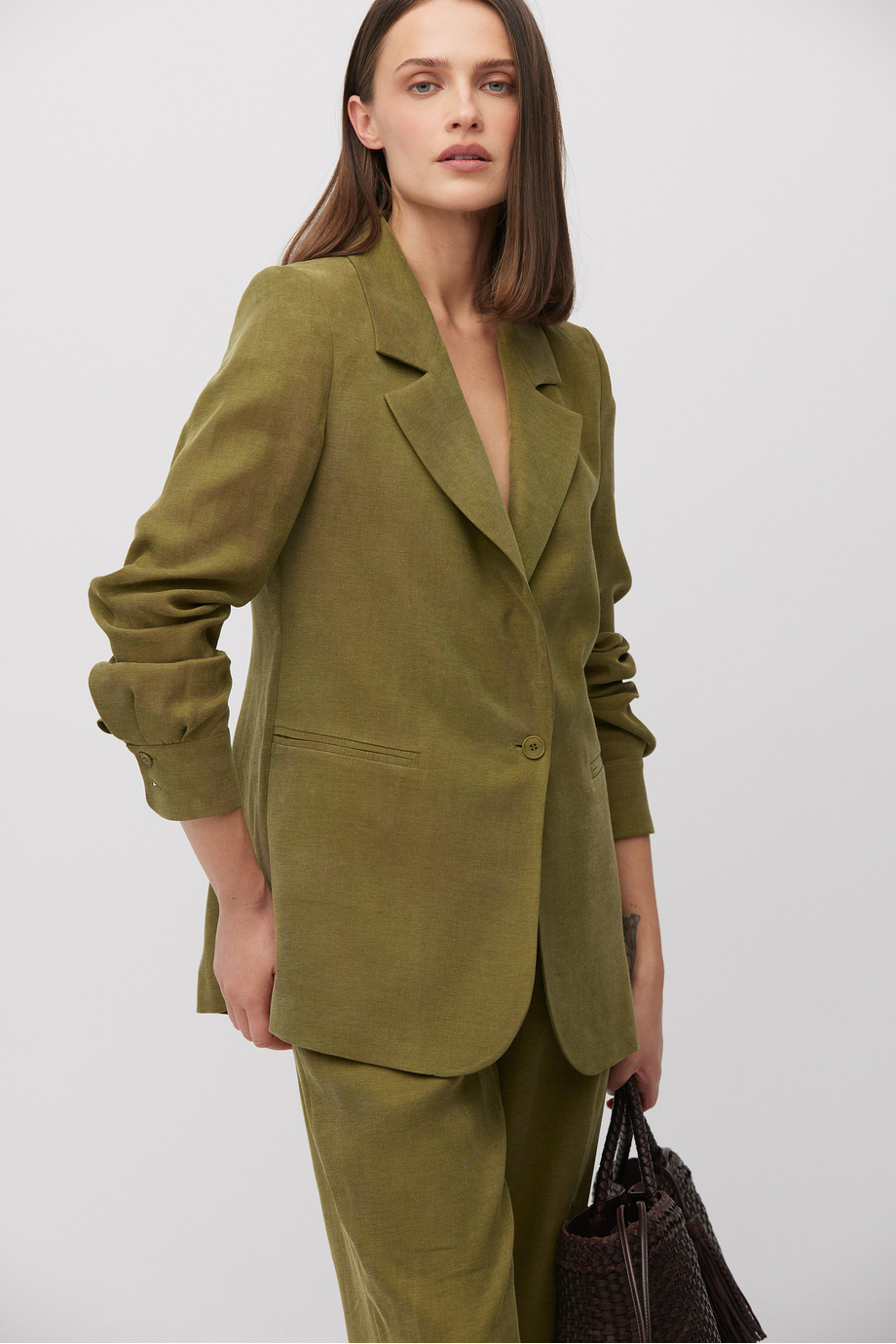 Grüner Anzugblazer aus Lyocell und Leinen - Patrizia Aryton Grüner Anzugblazer aus Lyocell und Leinen - Patrizia Aryton