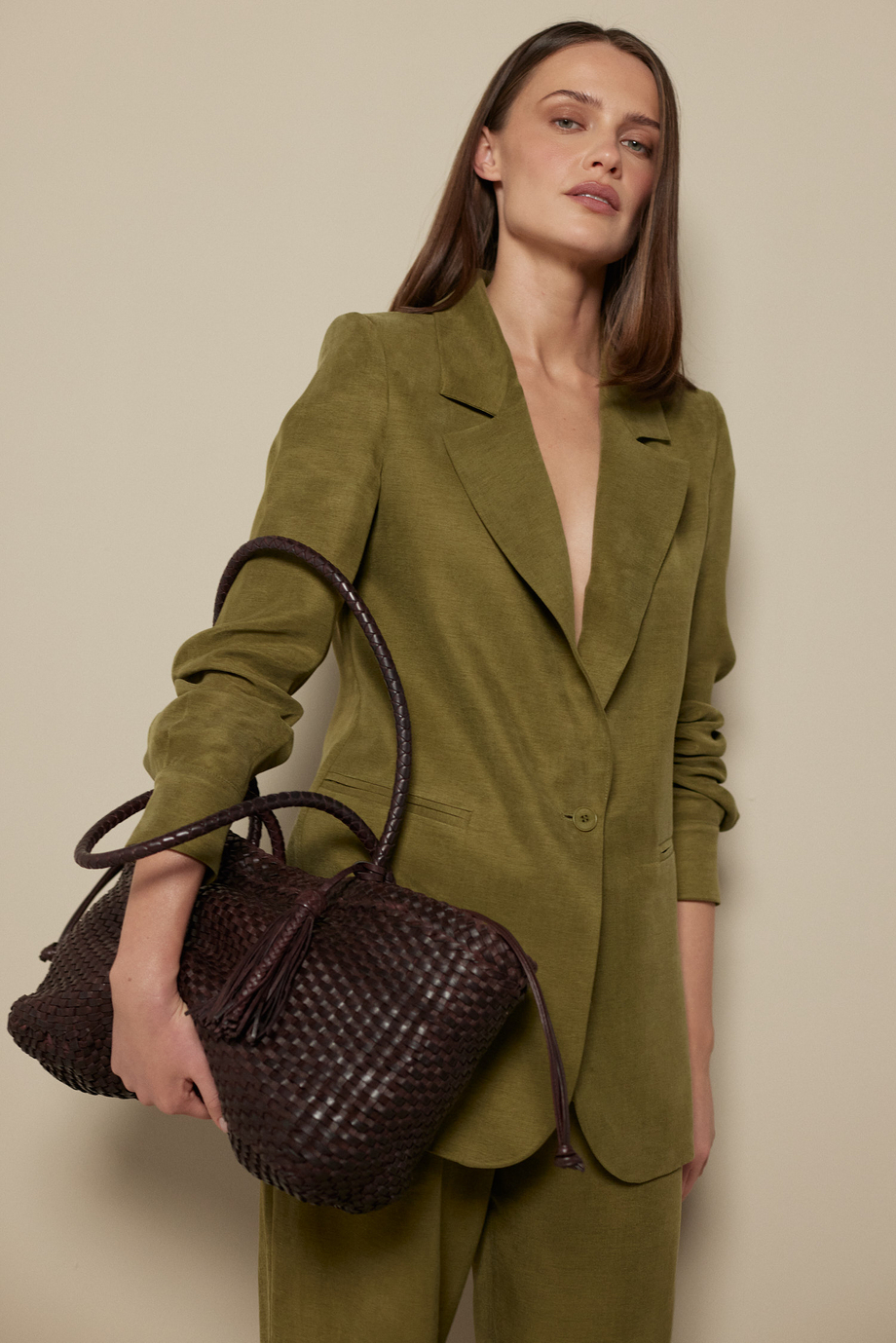Grüner Anzugblazer aus Lyocell und Leinen - Patrizia Aryton Grüner Anzugblazer aus Lyocell und Leinen - Patrizia Aryton