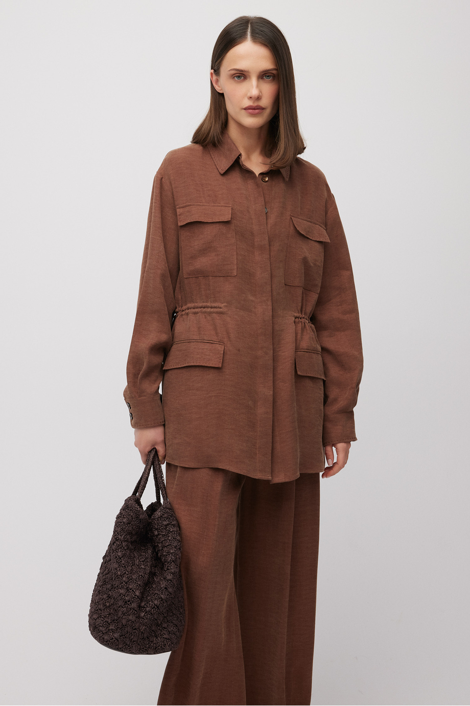 Brauner Blazer aus Leinen und Lyocell - Patrizia Aryton Brauner Blazer aus Leinen und Lyocell - Patrizia Aryton