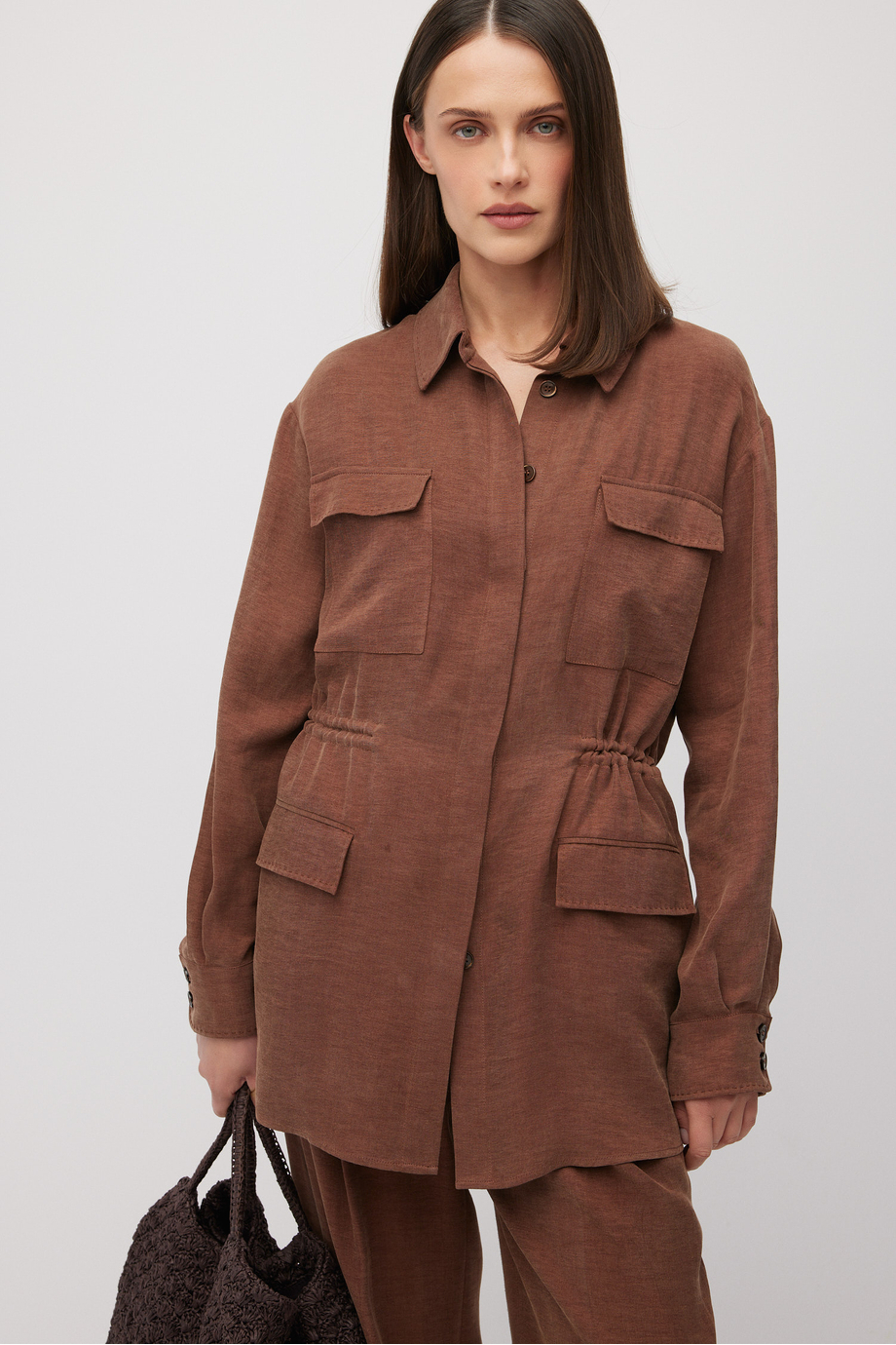 Brauner Blazer aus Leinen und Lyocell - Patrizia Aryton Brauner Blazer aus Leinen und Lyocell - Patrizia Aryton