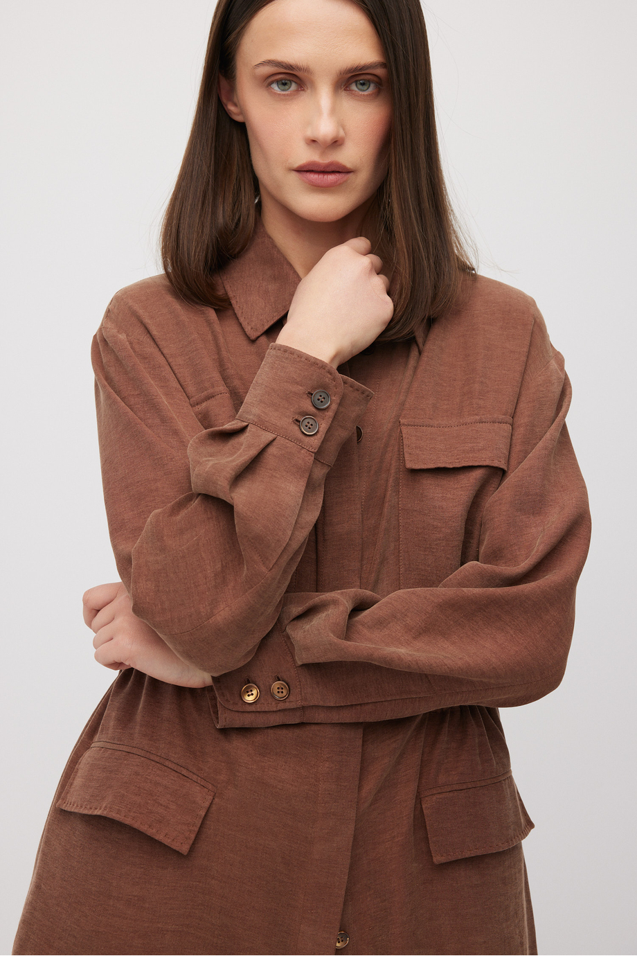 Brauner Blazer aus Leinen und Lyocell - Patrizia Aryton Brauner Blazer aus Leinen und Lyocell - Patrizia Aryton