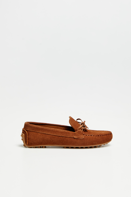 Braune Loafer aus Veloursleder mit Schleife - Patrizia Aryton