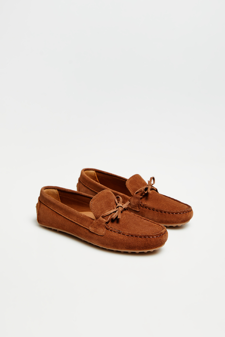 Braune Loafer aus Veloursleder mit Schleife - Patrizia Aryton