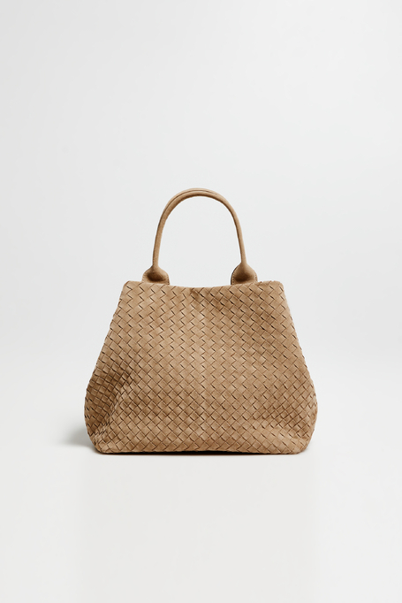 Beige geflochtene Shopper-Tasche