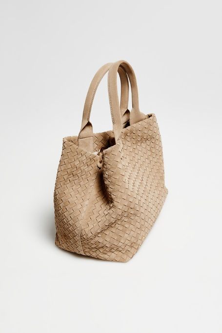 Beige geflochtene Shopper-Tasche
