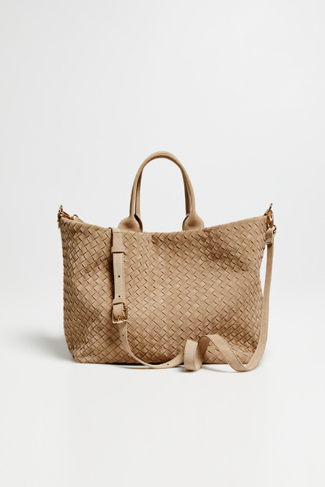 Beige geflochtene Shopper-Tasche