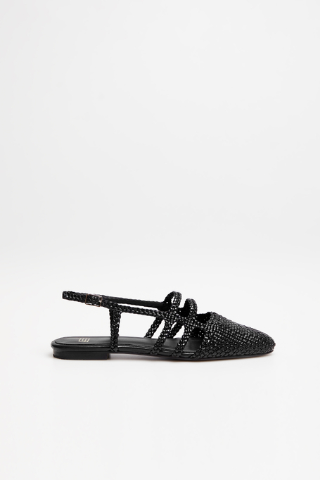 Schwarze Slingback-Schuhe aus geflochtenem Leder - Patrizia Aryton