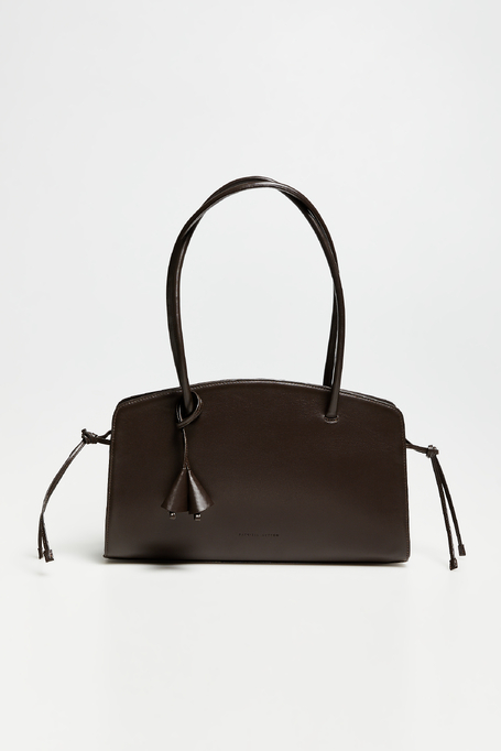 Schokoladenbraune Ledertasche mit Quasten - Patrizia Aryton